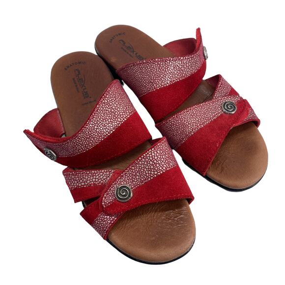 FLEXUS by Spring Step Size 40 Red Suede Italian Comfort Sandals Made in Italy - Picture 4 of 10